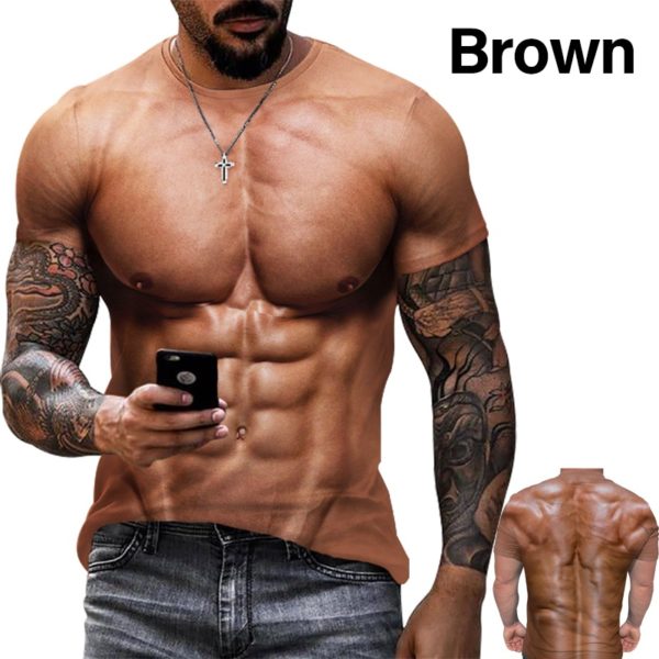 Männer der Mode Lustige Muskel Männer T-Shirt 3D T-Shirt Druck Casual Rundhals Kurzarm T-Shirt Übergroßen Schnell Trockene Kleidung