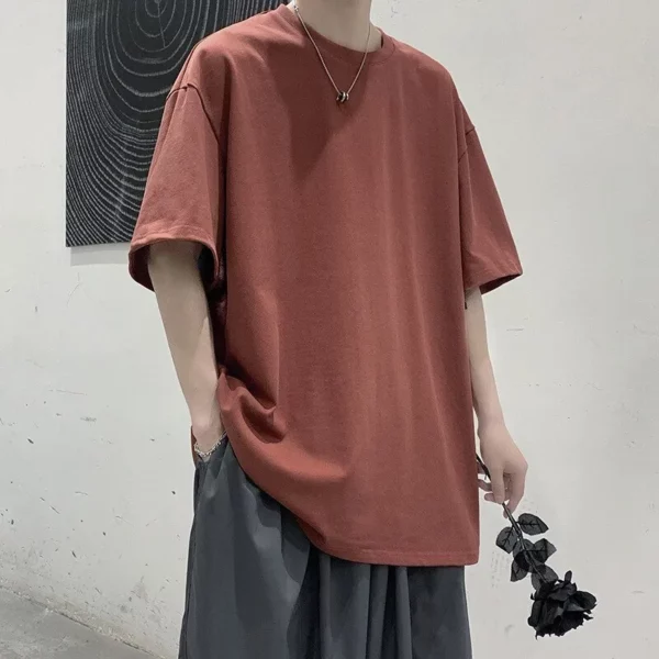 Baumwoll-T-Shirts für Männer und Frauen mit Halbärmchen für Sommer, locker, kurz, lässig, Basis hemd, einfarbig
