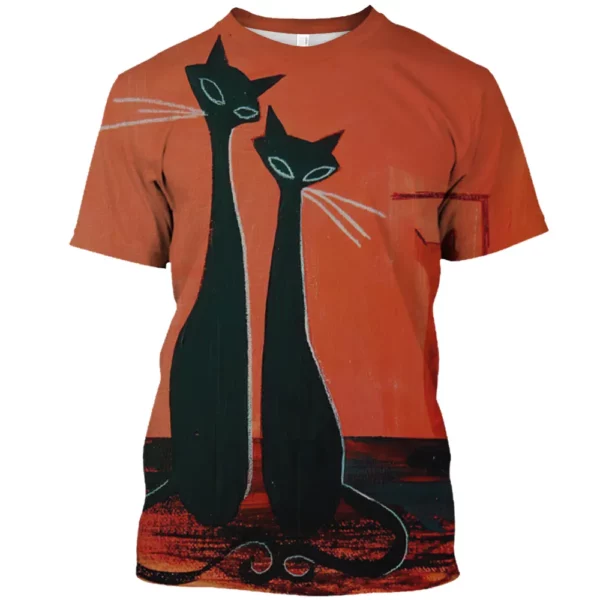 Neue Sommer Männer coole Cartoon Katze drucken 3d gedruckt T-Shirt Hip Hop Spaß Straße Persönlichkeit o Kragen Kurzarm plus Größe Top