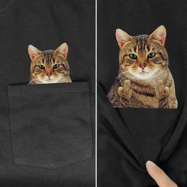 CLOOCL Tiere Baumwolle T-shirts Tiger Katze Doppel Mittelfinger Tasche T-Shirt Erwachsene Jugendliche Sommer Kurzarm Shirts Tops