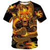 Chinesisches Drachen muster 3d Harajuku drucken Sommer Männer Kurzarm Rundhals ausschnitt Mode coole Straße Hip Hop übergroße lose Top neu - Image 4