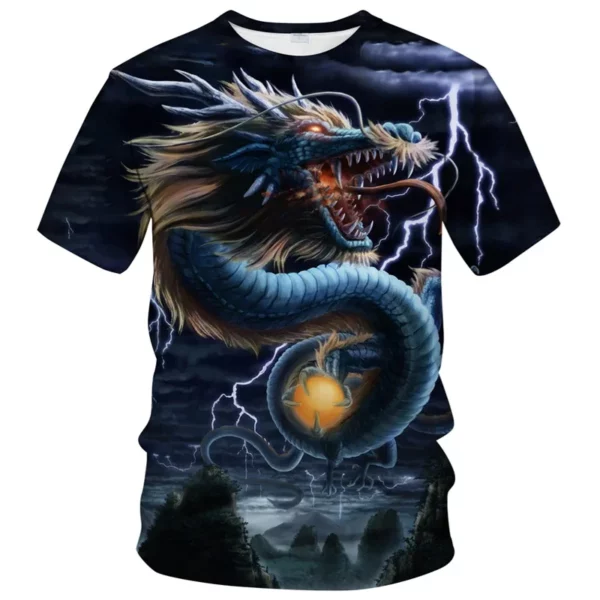 Chinesisches Drachen muster 3d Harajuku drucken Sommer Männer Kurzarm Rundhals ausschnitt Mode coole Straße Hip Hop übergroße lose Top neu