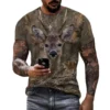 Herren T-Shirt Tarnung Jagd Tier Sika Hirsch 3D-Druck T-Shirts Mode Bär Muster Kurzarm Outdoor-Sport lose Tops - Image 2