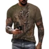 Herren T-Shirt Tarnung Jagd Tier Sika Hirsch 3D-Druck T-Shirts Mode Bär Muster Kurzarm Outdoor-Sport lose Tops - Image 5