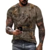 Herren T-Shirt Tarnung Jagd Tier Sika Hirsch 3D-Druck T-Shirts Mode Bär Muster Kurzarm Outdoor-Sport lose Tops - Image 6
