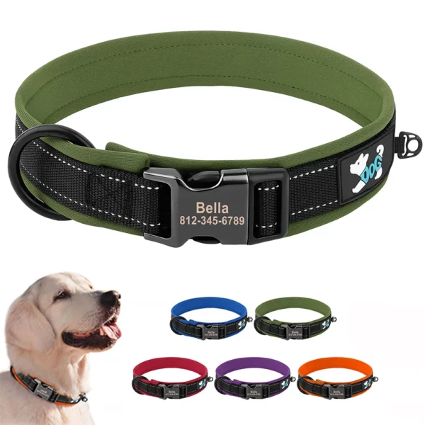 Reflektierende Hund Kragen Personalisierte ID Schnalle Kragen Freies Gravieren Weich Gepolsterte Hunde Kragen Einstellbar für Small Medium Large Hunde