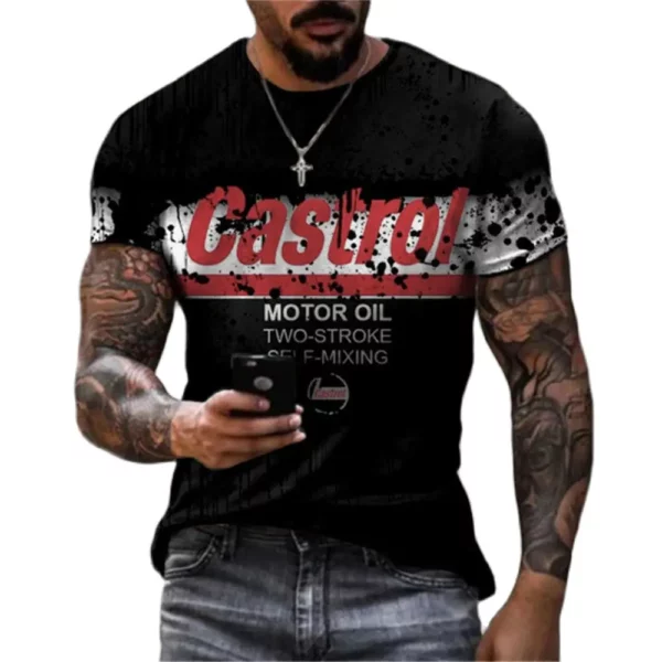 Sommer Castrol vintage 3D Druck männer T-shirt Straße Trendy Oansatz Kurzarm Übergroßen T-shirts Lose Top Tees männer kleidung