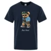 Sommer lässig T-Shirt bekommen verrückt schlechte Laune gehen stille Teddybär Kurzarm Herren T-Shirt Hip Hop Tops lose übergroße Männer T-Shirts - Image 2
