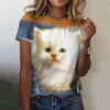 3d niedliche Katze Frauen T-Shirts Sommer Mode drucken Harajuku T-Shirt Kurzarm lässig Kawaii Mädchen T-Shirt übergroße Unisex-Kleidung - Image 2