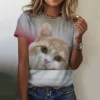 3d niedliche Katze Frauen T-Shirts Sommer Mode drucken Harajuku T-Shirt Kurzarm lässig Kawaii Mädchen T-Shirt übergroße Unisex-Kleidung - Image 5
