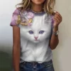 3d niedliche Katze Frauen T-Shirts Sommer Mode drucken Harajuku T-Shirt Kurzarm lässig Kawaii Mädchen T-Shirt übergroße Unisex-Kleidung - Image 6