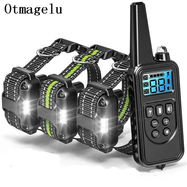 800m Elektrische Hund Ausbildung Kragen mit LCD Display Pet Fernbedienung Wasserdichte Wiederaufladbare Halsbänder für Schock Vibration Sound