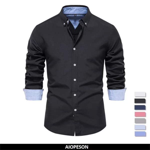 Aiopeson neue Herbst Baumwolle Herren Oxford Shirt Langarm Button Down Social Business Freizeit hemden für Männer