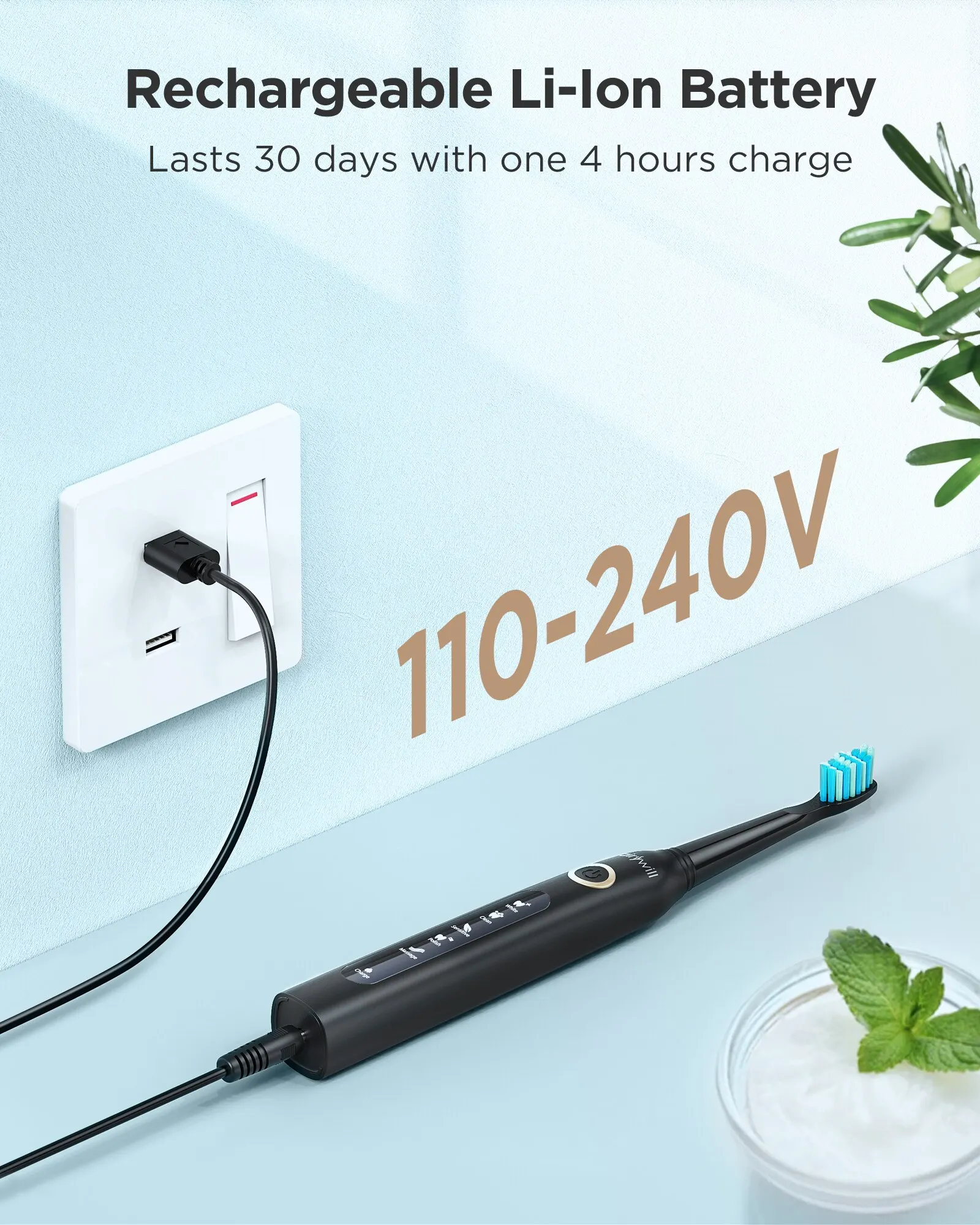 Fairy will elektrische Schall zahnbürste USB-Ladung FW-507 wiederauf ladbare wasserdichte elektronische Zahnbürsten Ersatz köpfe Erwachsene - Image 5