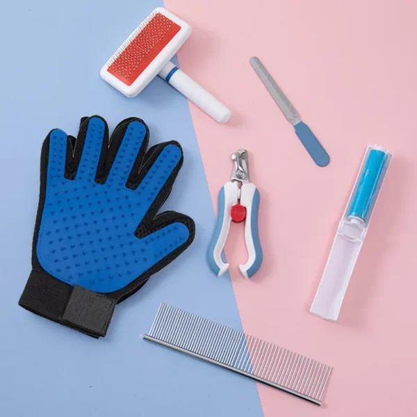 Haustier-Pflege werkzeuge, Hunde-Katzen knipser Trimmer mit Handschuh-Kamm-Schere Nagel-Kits