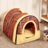 Indoor Hund Haus Weiche Gemütliche Hund Höhle Bett Faltbare Abnehmbare Warme Haus Nest Mit Matte Für Kleine Medium Katzen Tiere zwinger - Image 3