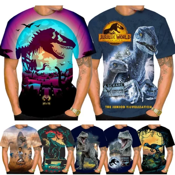 Jurassic Park 3d gedruckt T-Shirt Sommer Mode T-Shirt Unisex Jurassic World lässig Rundhals ausschnitt T-Shirts Herren Kurzarm