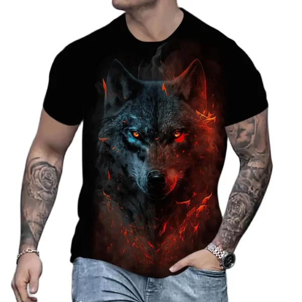 Sommer Männer 3d gedruckt Wolf Grafik T-Shirt Outdoor Freizeit sport Tier Avatar heftigen Wolf übergroßen O-Ausschnitt lose Top
