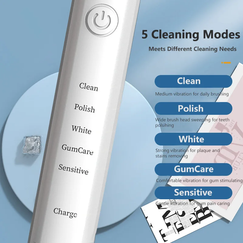 Sonic elektrische Zahnbürste Timer Bürste 5-Modus USB-Ladegerät wiederauf ladbare tief saubere Zahnbürsten Ersatz köpfe für Erwachsene eingestellt - Image 3