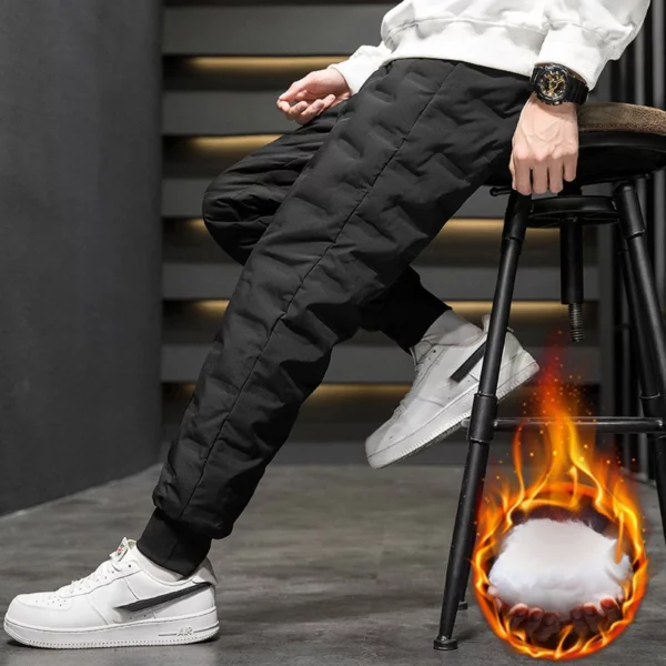 Thermo Daunen hose 90% weiße Ente Daunen gepolstert verdicken Winter warme Daunen hose Männer Jogger Sportswear Jogging hose Liebhaber