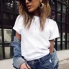 Frauen T-shirt einfarbig T Rosa Schwarz Braun Casual T-Shirt Hipster Sommer Frau t-shirt Übergroßen dropshipping - Image 6