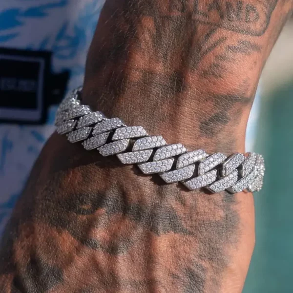 14MM Iced Prong Link Kubanische Kettenarmbänder für Männer Frauen Voller Strasssteine Chunky Miami Kubanisches Armband Punk Hip Hop Schmuck Geschenk