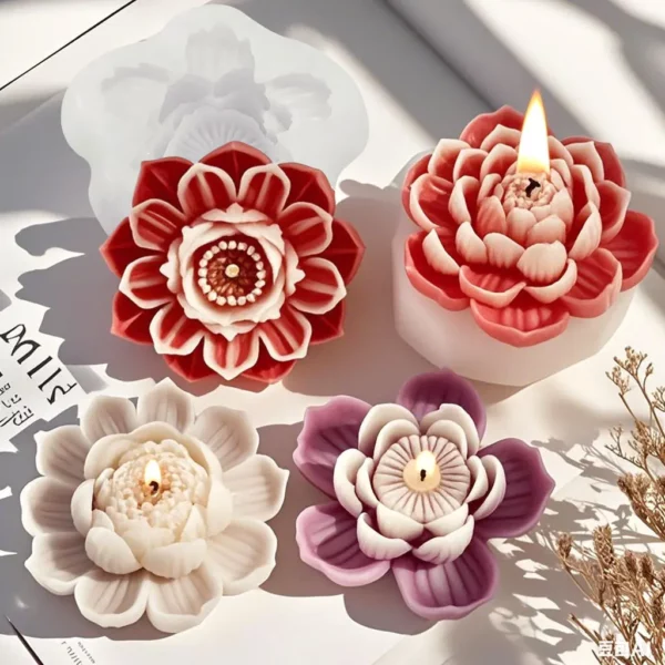 1 stücke Lotus Blume Kerze Silikon Formen 3D Blühende Blumen Seife Gips Harz Form DIY Machen Schokolade Fudge Werkzeuge Hause handwerk