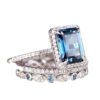 Sea Blue Zircon Engagement Wedding Ring - Image 4