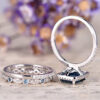 Sea Blue Zircon Engagement Wedding Ring - Image 2