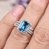 Sea Blue Zircon Engagement Wedding Ring - Image 3