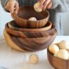Kitchen Natural Wooden Bowl Household Fruit Bowl Salad Bowl For Home Restaurant Food Container Wooden Utensils Note The Size Hot - Image 2